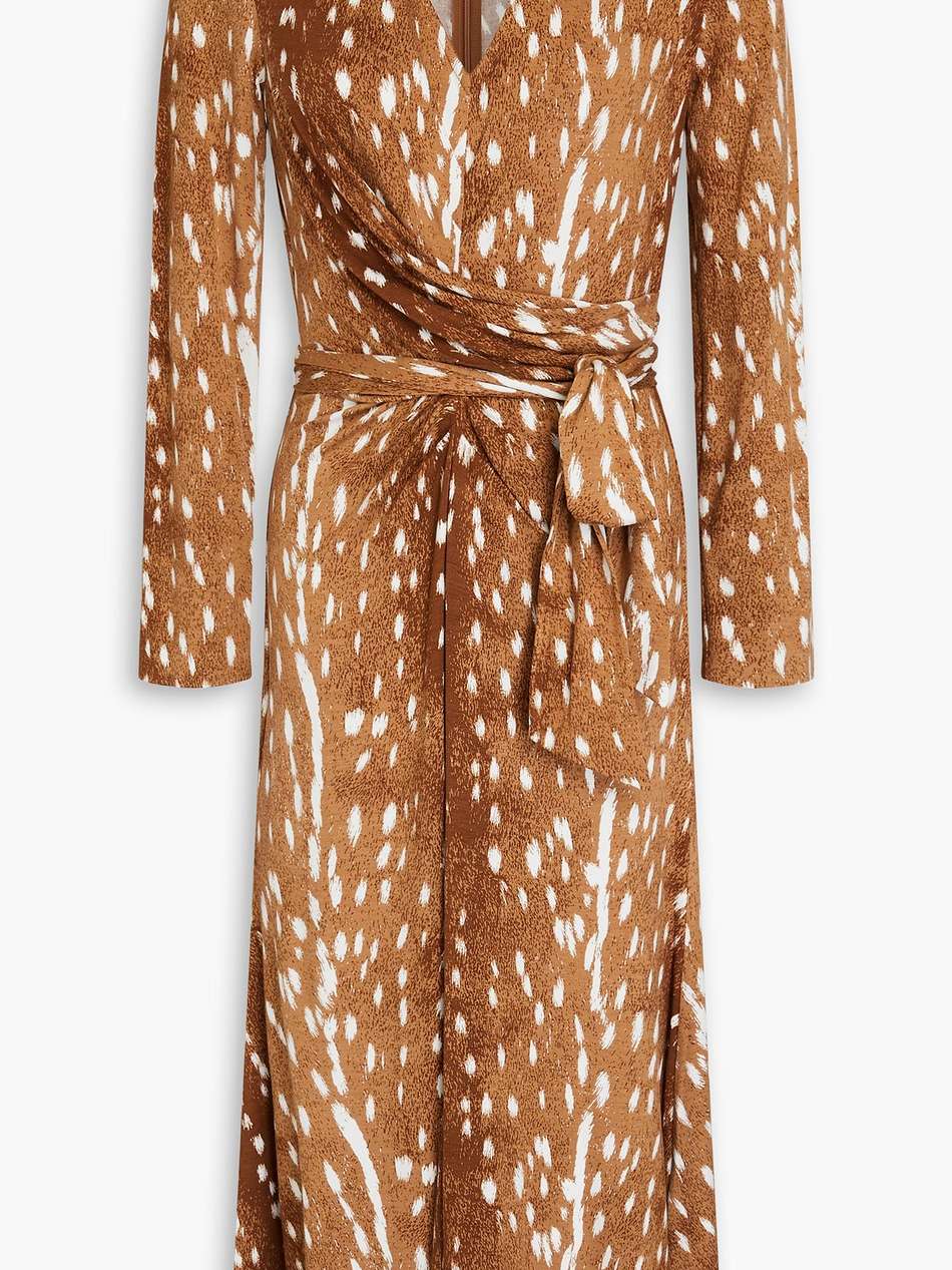 marsha draped printed jersey midi dress