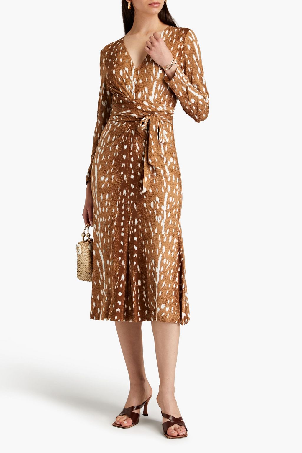 DIANE VON FURSTENBERG فستان "مارشا" متوسط الطول بتصميم منسدل مزين بطبعات