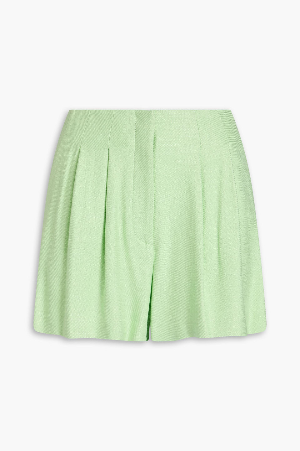 Veronica Beard Gables Pleated Twill Shorts In Green