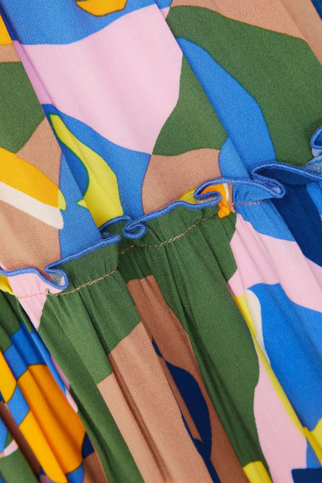 DIANE VON FURSTENBERG فستان "أكيليس" متوسط الطول من الموسلين مزين بطبعات وبكسرات