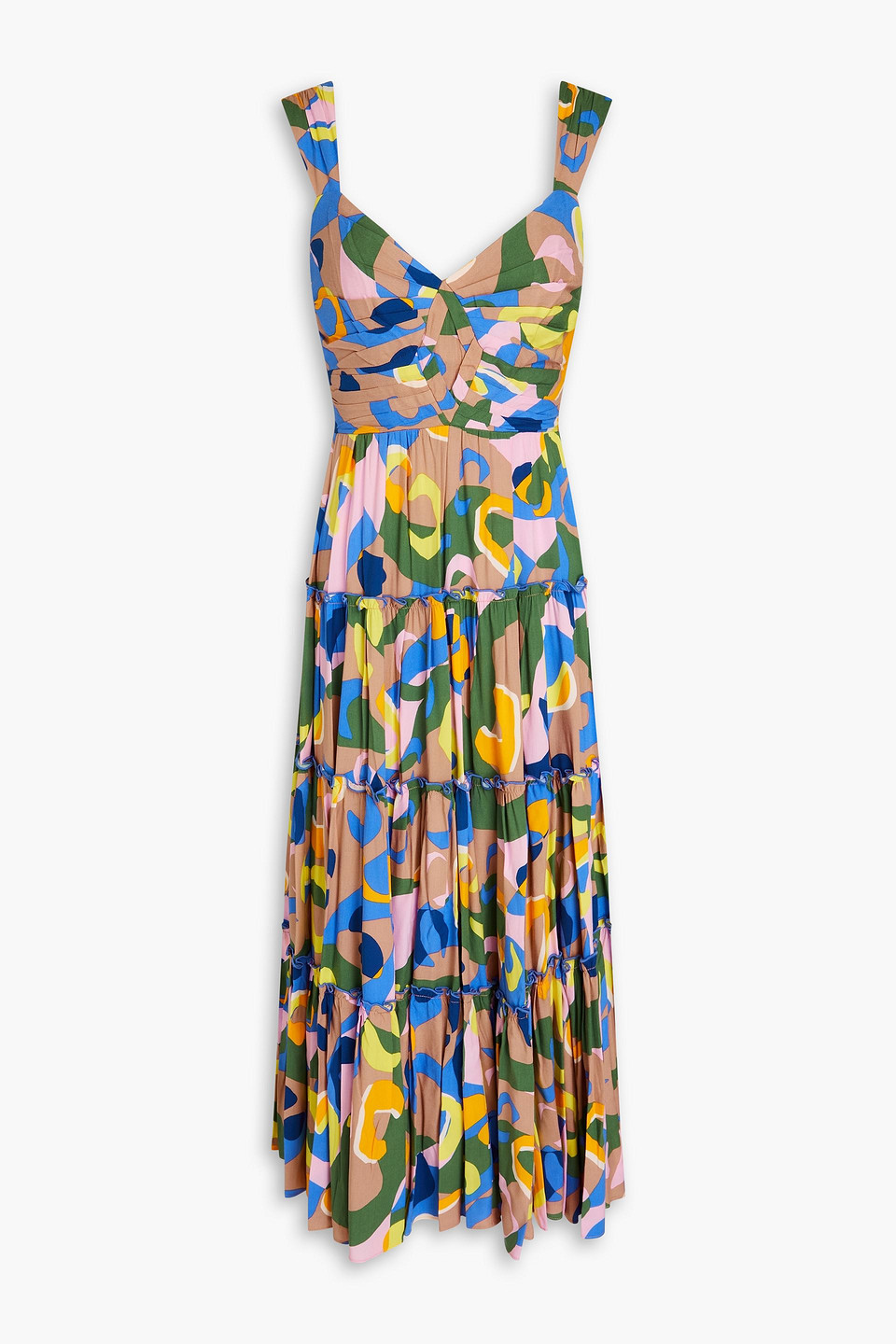 Diane Von Furstenberg Achilles Pleated Printed Mousseline Midi Dress In Multicolor