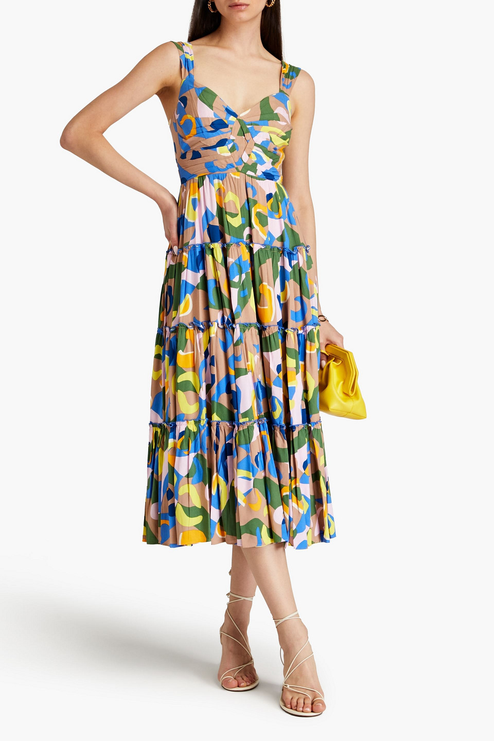 DIANE VON FURSTENBERG ACHILLES PLEATED PRINTED MOUSSELINE MIDI DRESS