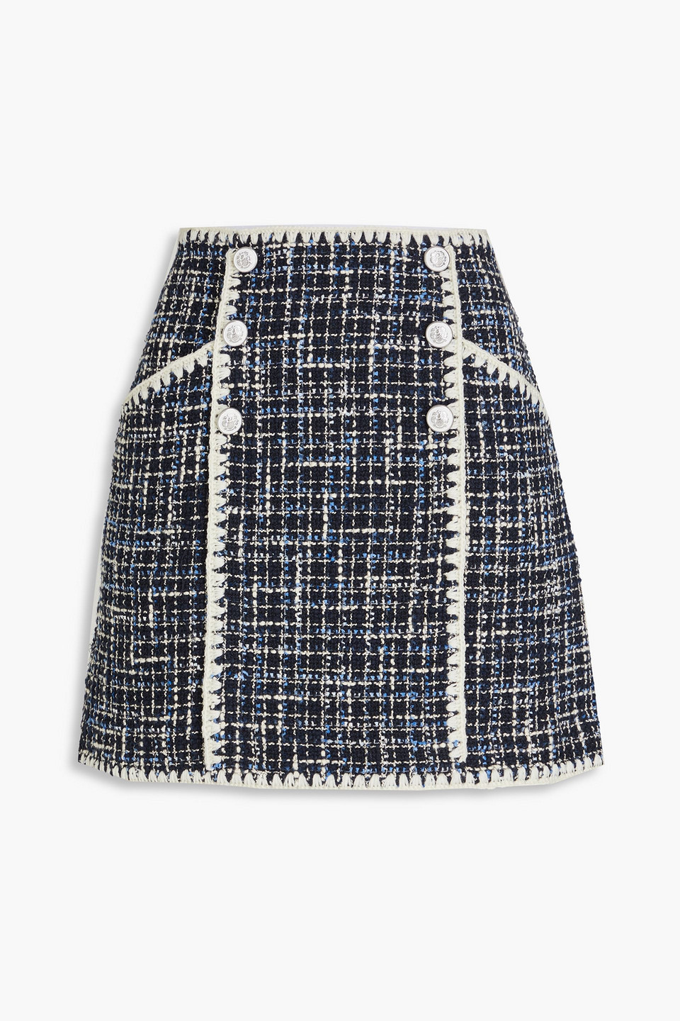 Veronica Beard - Medford embellished cotton-blend tweed mini skirt - Blue - US 4