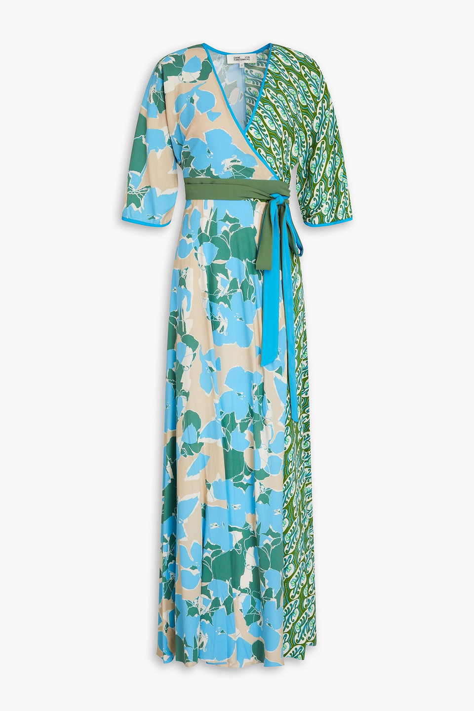Wrap-effect pleated woven maxi dress