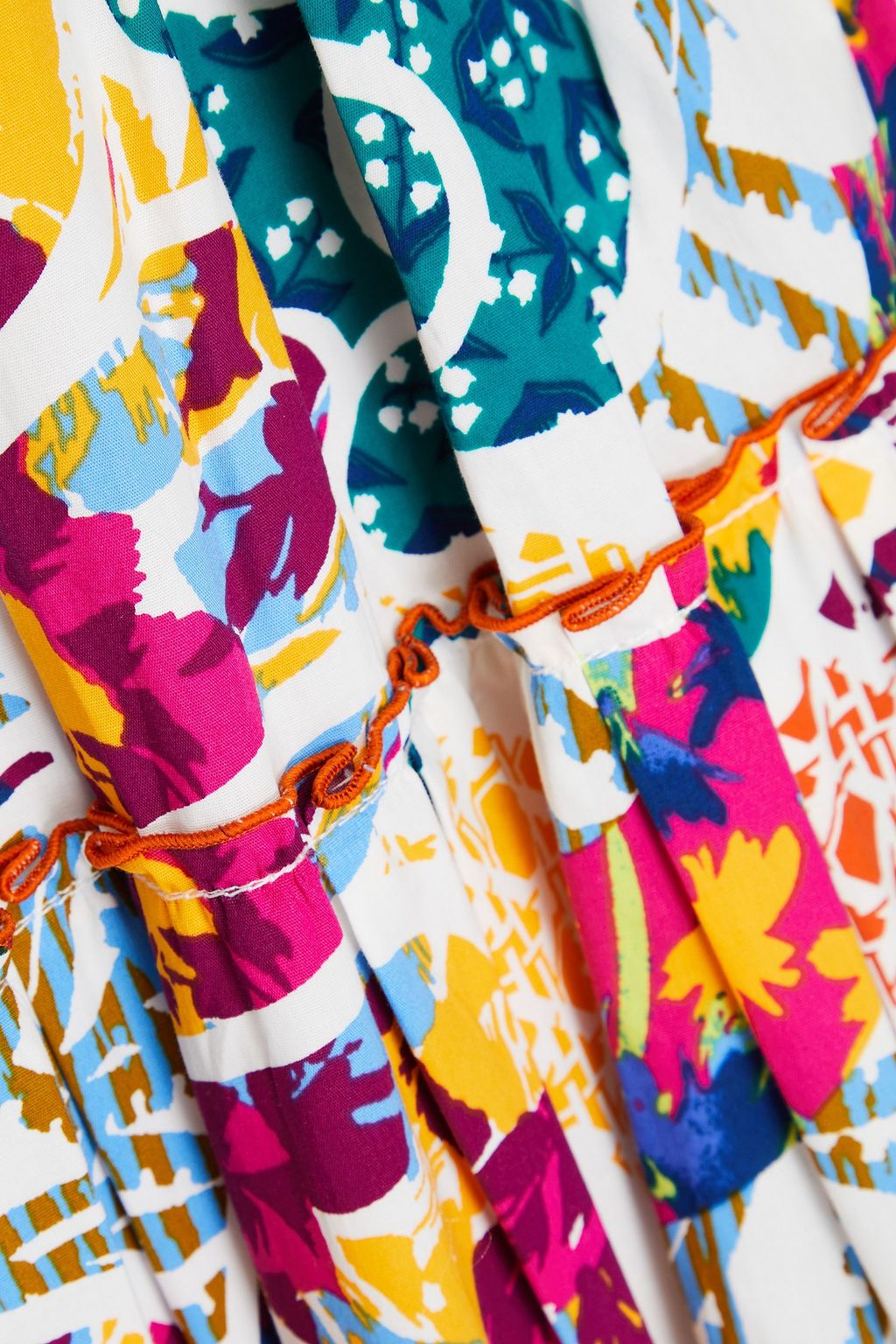 DIANE VON FURSTENBERG فستان بأسلوب القميص Queena متوسط الطول من البوبلين المصنوع من مزيج من القطن مزين بطبعة الأزهار