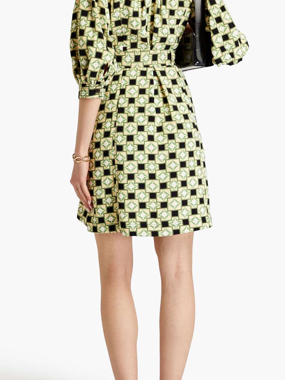 britney belted printed crepe mini shirt dress