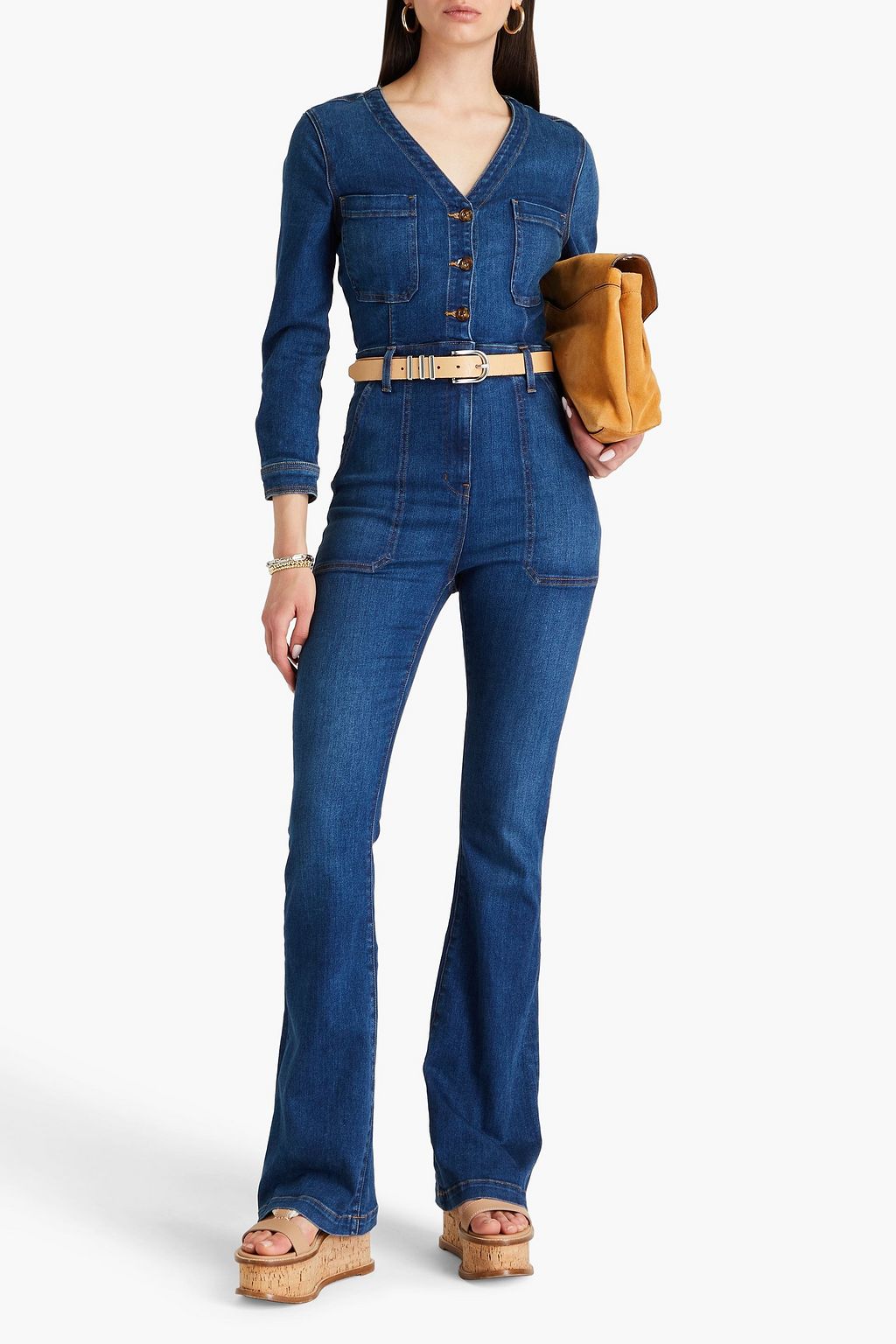VERONICA BEARD Savanna denim flared jumpsuit