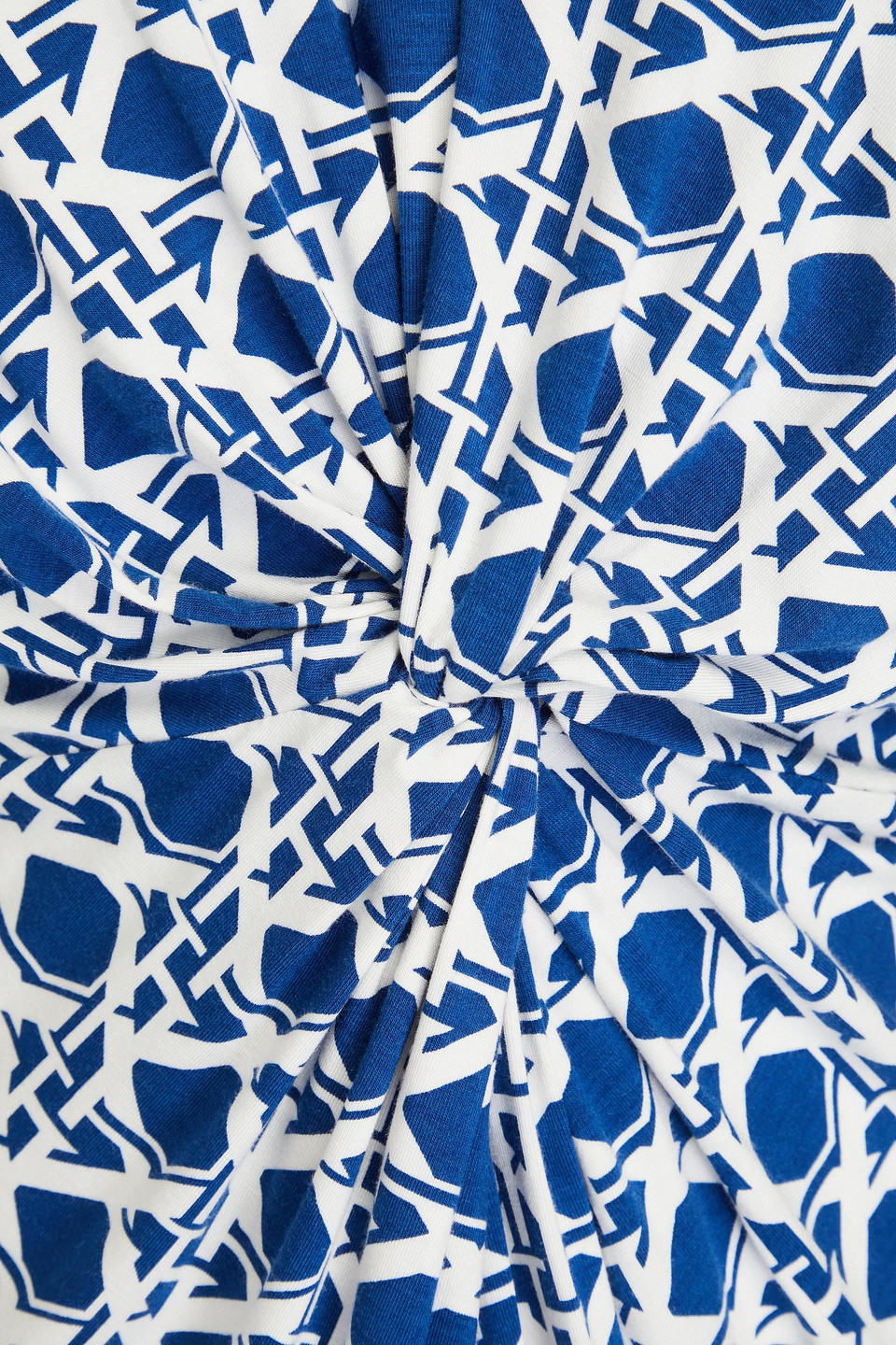 Diane Von Furstenberg Chuck Twisted Printed Jersey Mini Dress In Blue