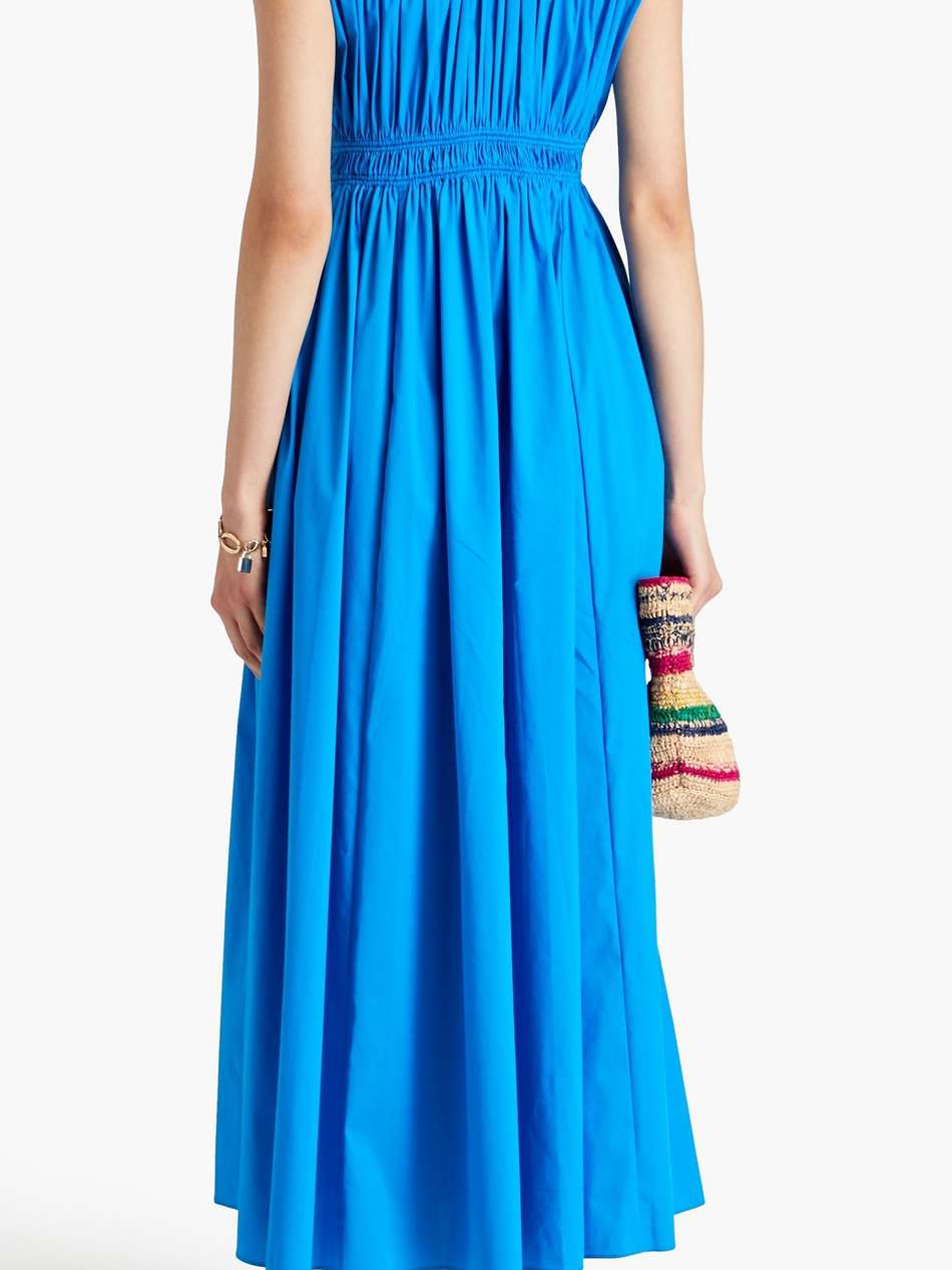 gillian gathered cotton-blend poplin midi dress