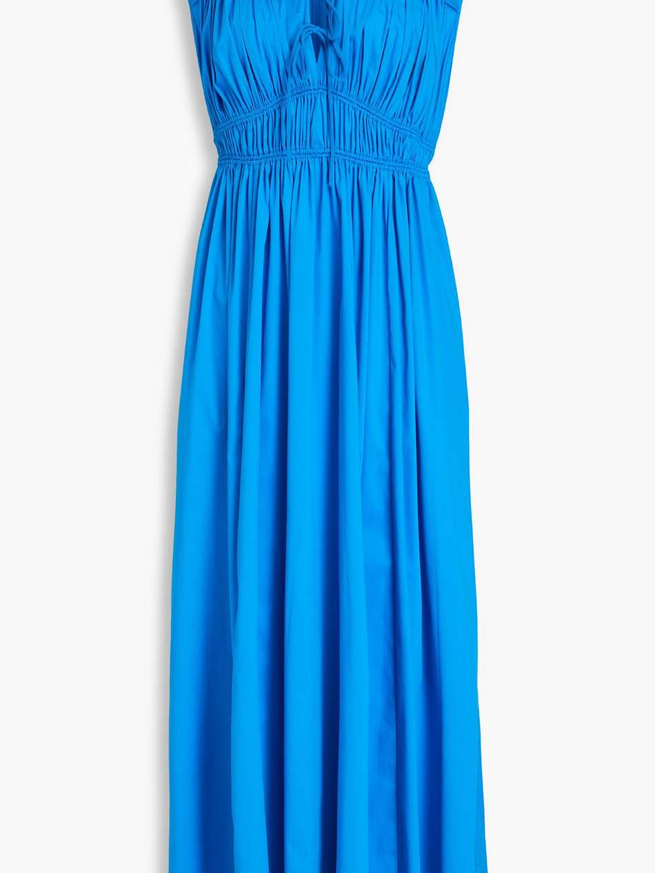 gillian gathered cotton-blend poplin midi dress