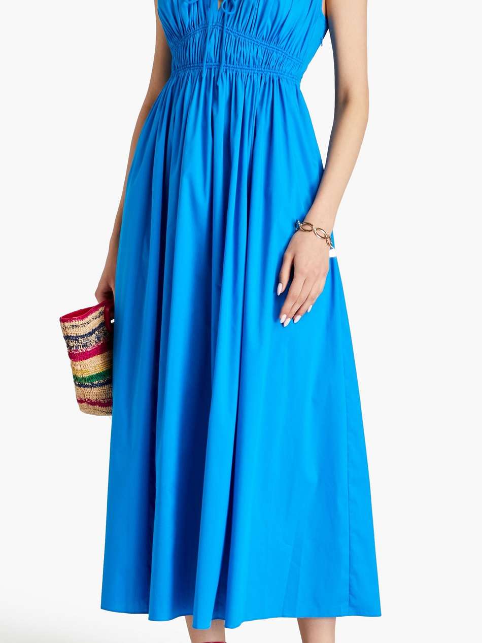 gillian gathered cotton-blend poplin midi dress
