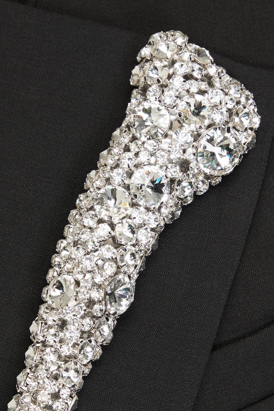 Shop Area Double-breasted Crystal-embellished Wool-blend Blazer In Charcoal