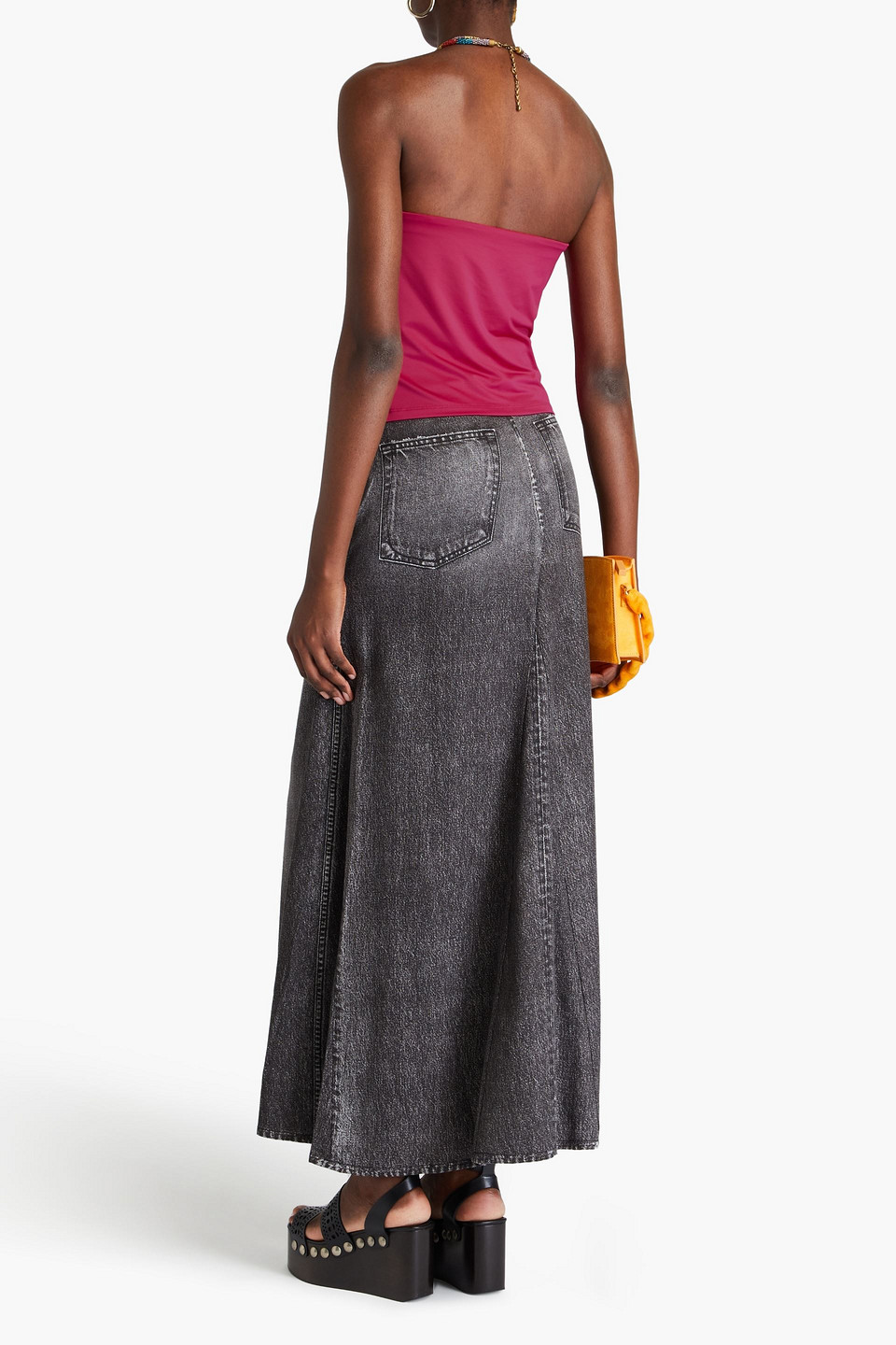 VERONICA BEARD AKEEVA CUTOUT EMBELLISHED JERSEY HALTERNECK TOP