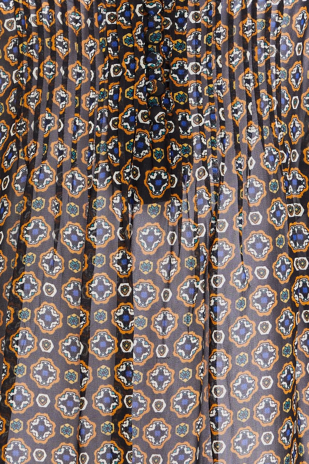 VERONICA BEARD Lowell pintucked printed georgette blouse