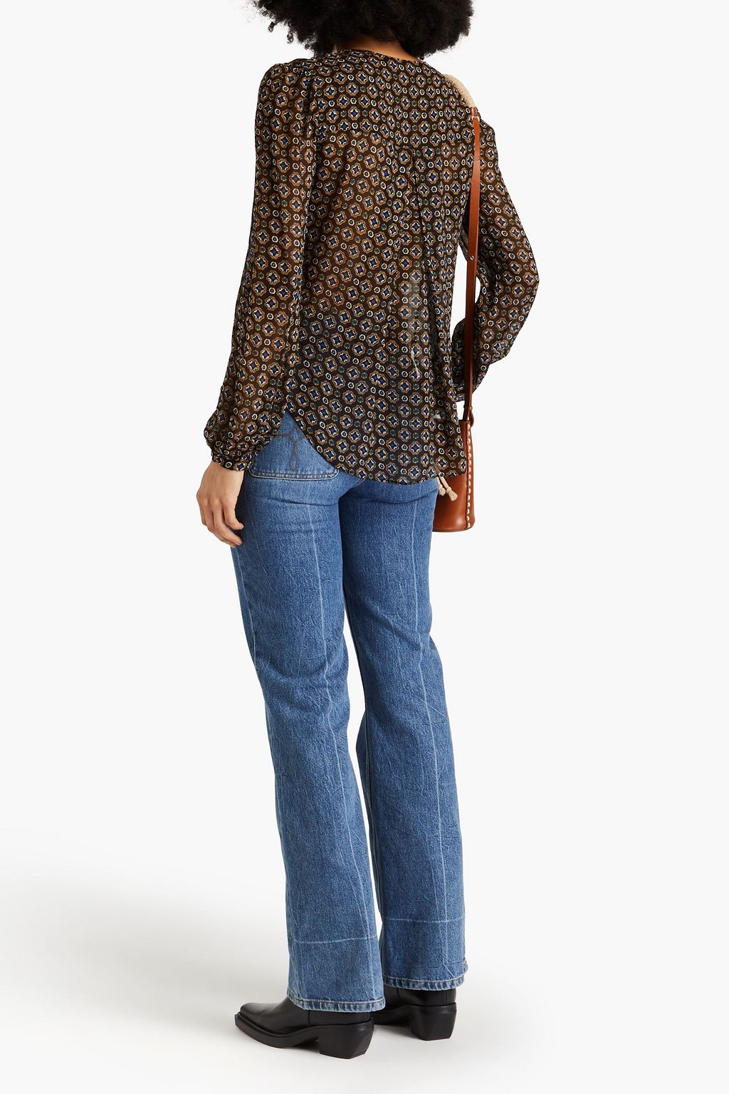 VERONICA BEARD Lowell pintucked printed georgette blouse