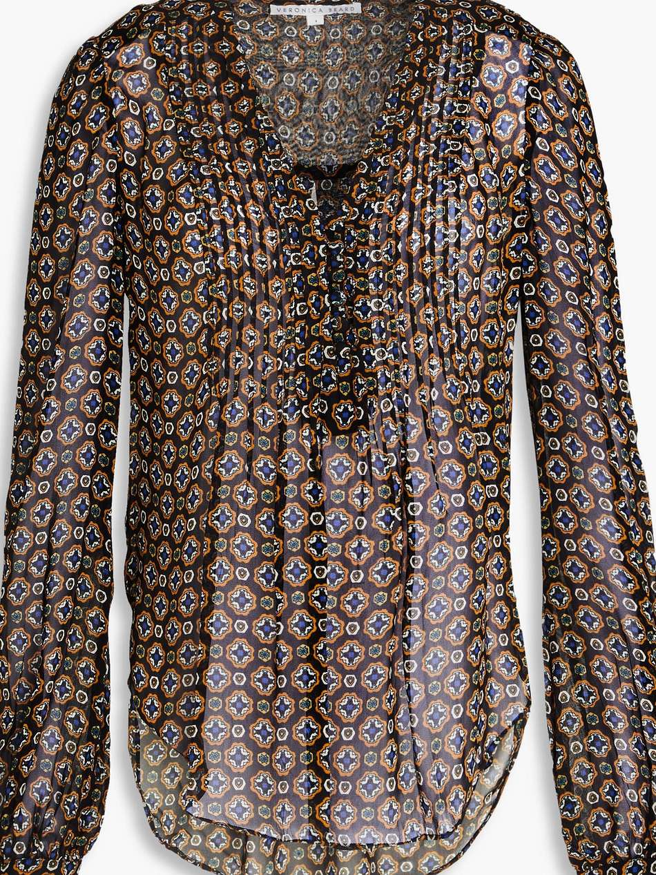 lowell pintucked printed georgette blouse