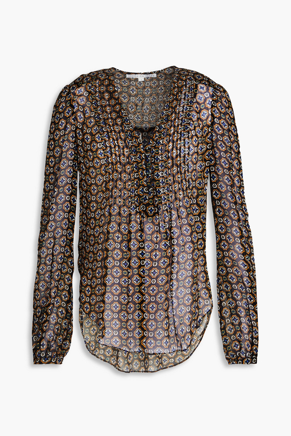 Lowell pintucked printed georgette blouse