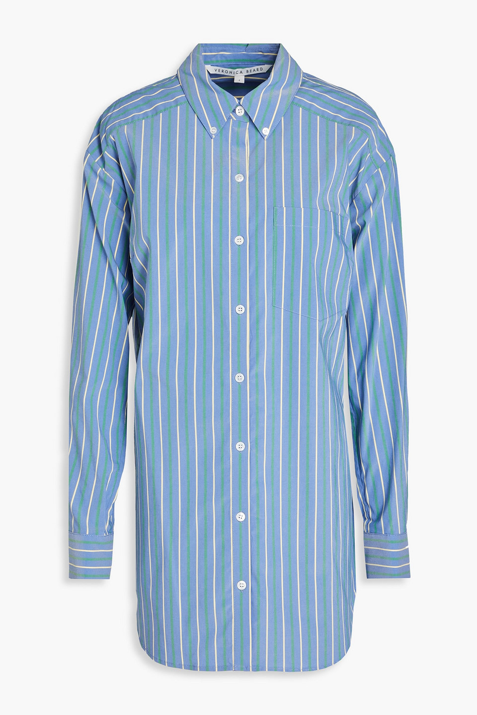 Veronica Beard Lloyd Striped Poplin Shirt In Blue
