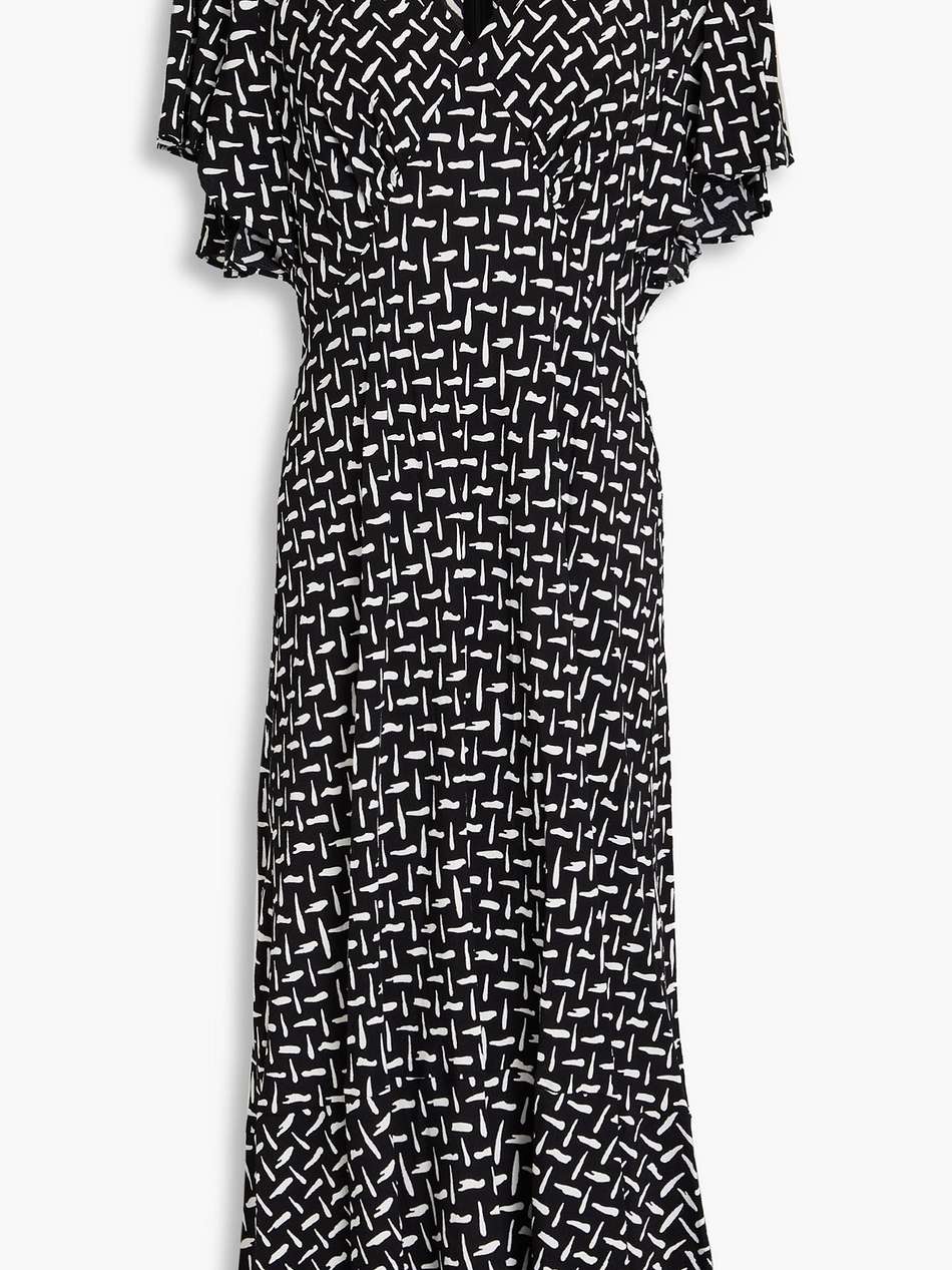 cecelia pleated printed crepe midi dress