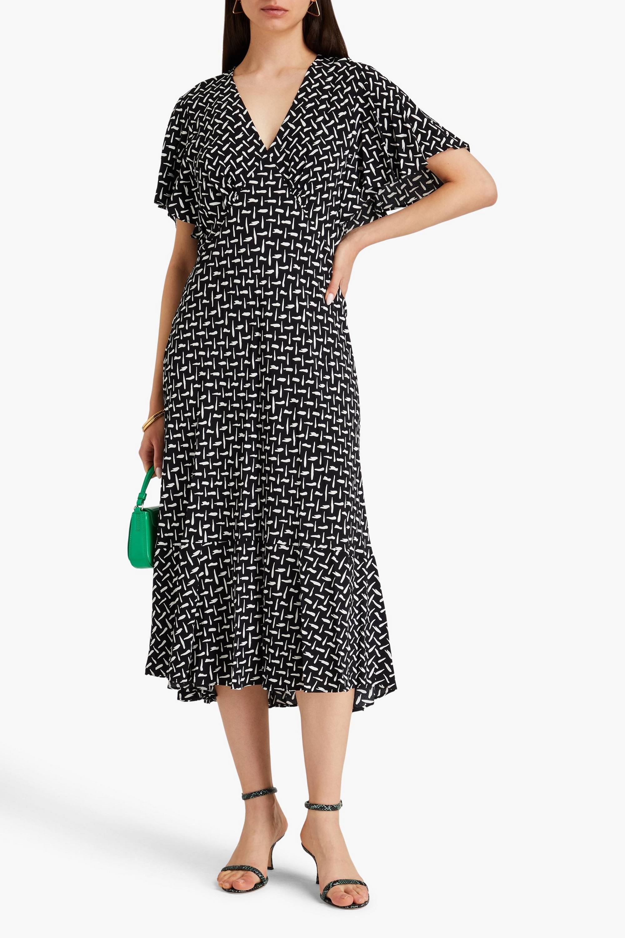 Diane von Furstenberg Cecelia pleated printed crepe midi dress