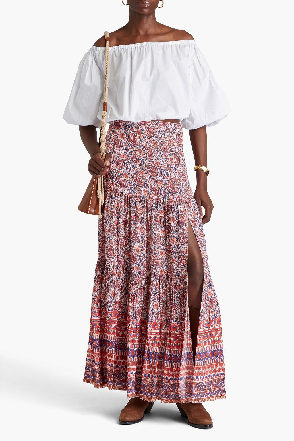 VERONICA BEARD Serence paisley-print pleated jacquard maxi skirt