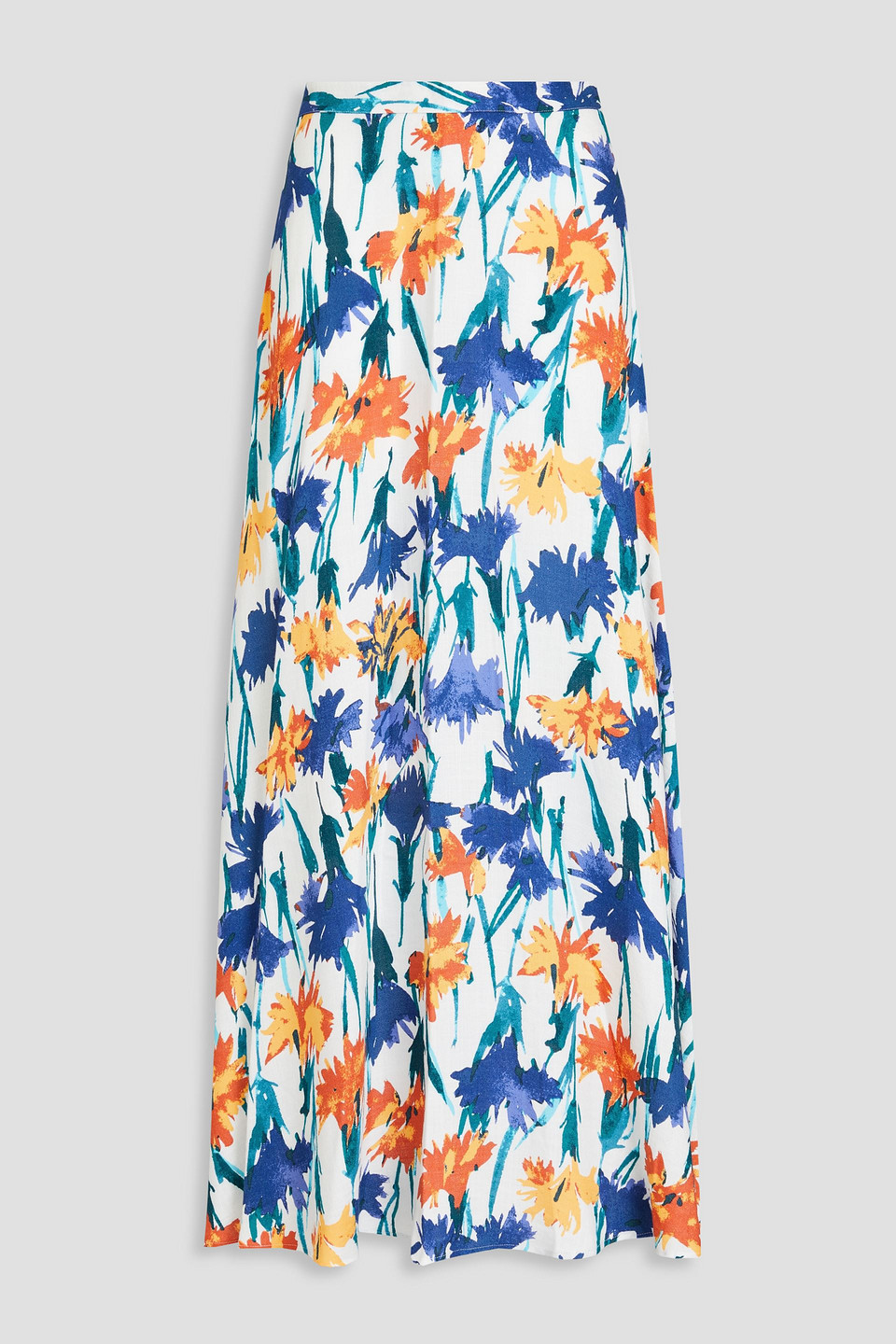 Diane Von Furstenberg Florencia Floral-print Woven Maxi Skirt In White