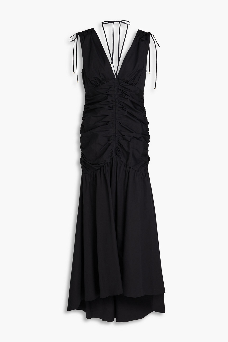 Veronica Beard Perrin Ruched Cotton-blend Midi Dress In Black