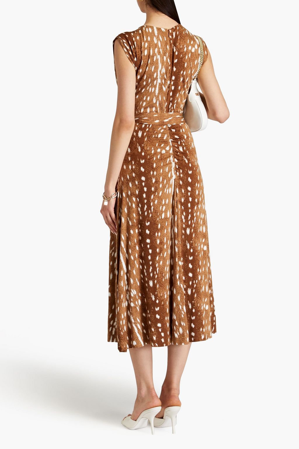 DIANE VON FURSTENBERG 프린트 저지 플리츠 미디 드레스