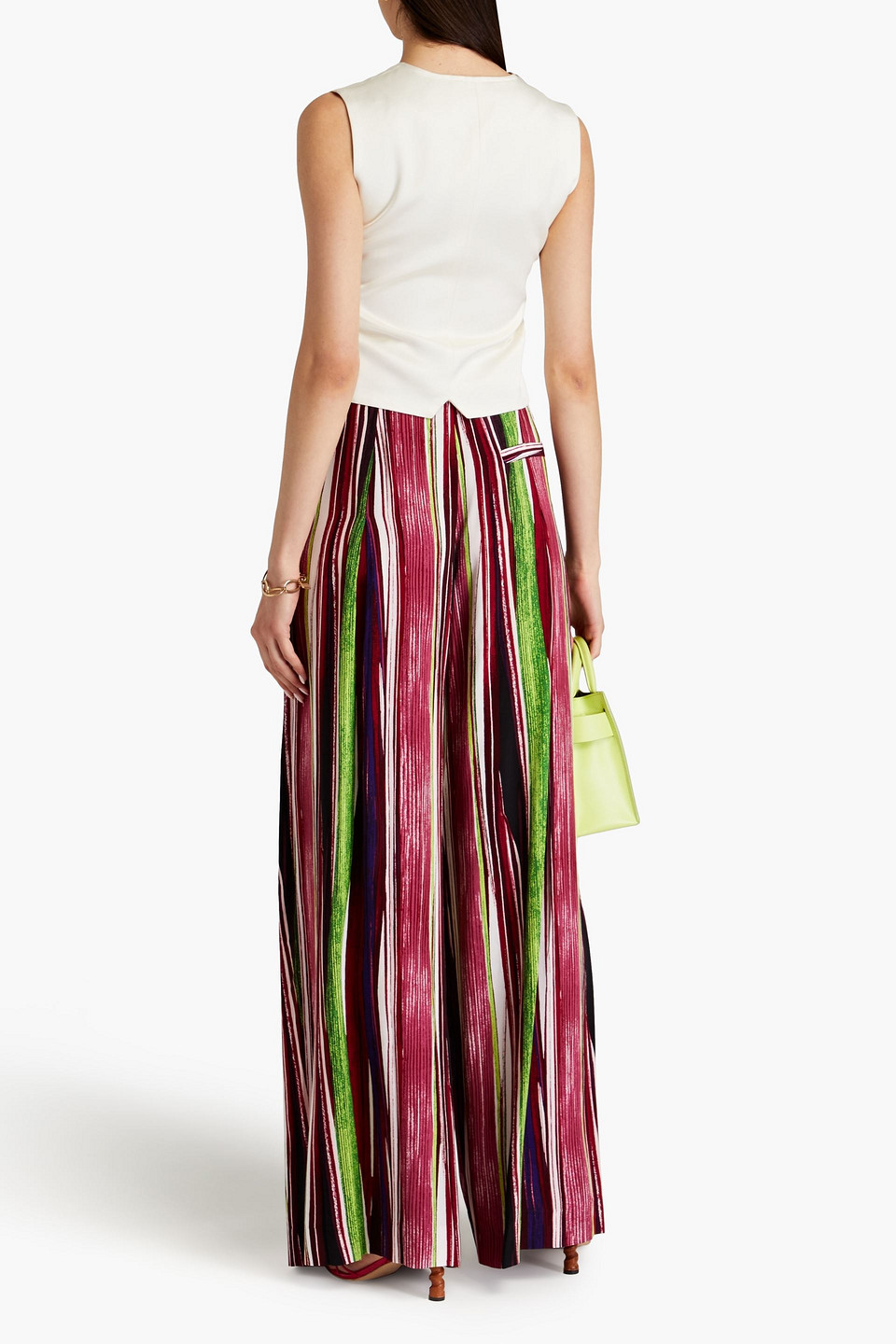  Diane Von Furstenberg - Bellini Hose Mit Weitem Bein Aus Webstoff Mit Falten Und Streifen - Lila - Us 2 