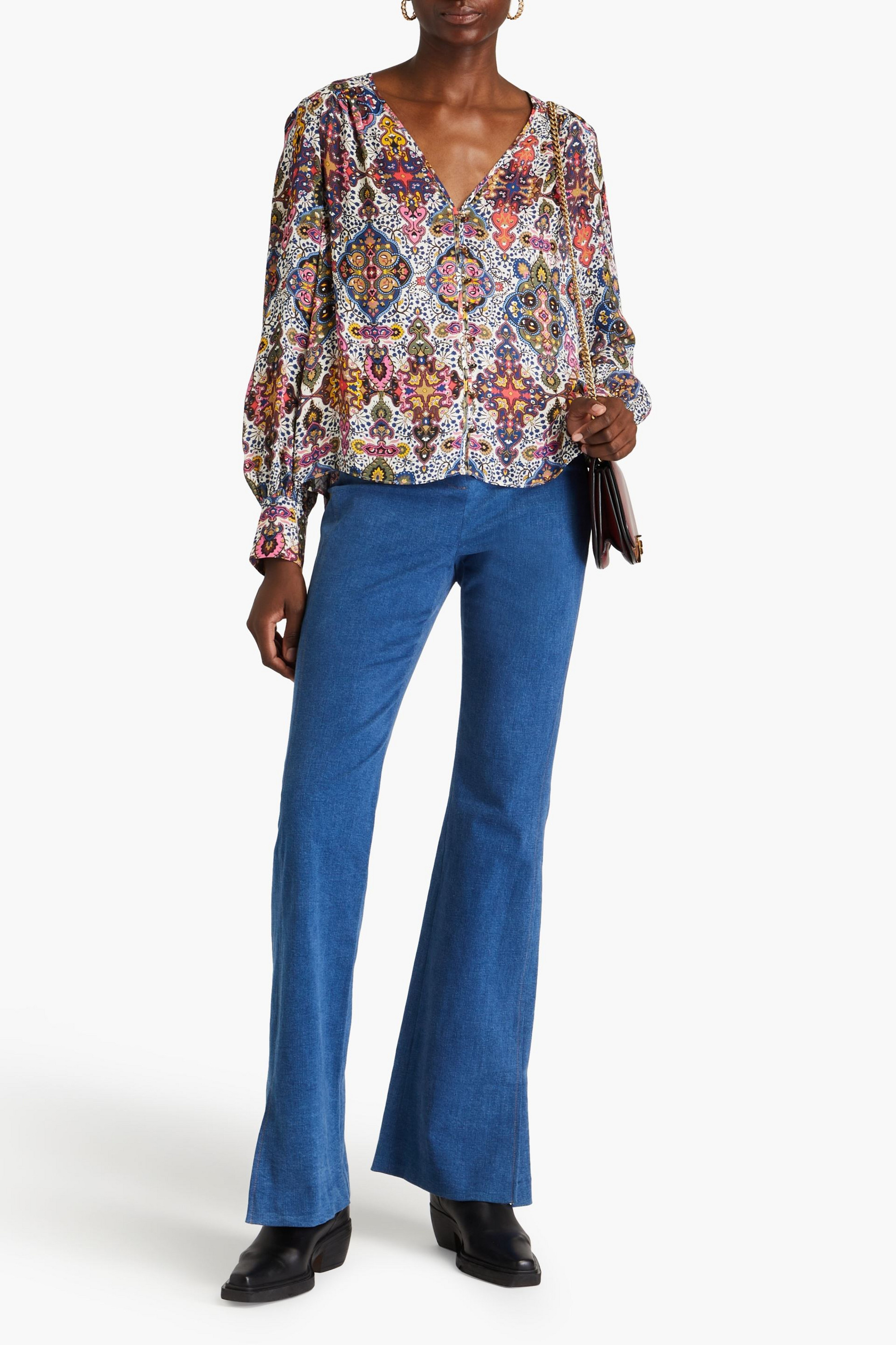 Veronica Beard Sura printed crepe de chine blouse
