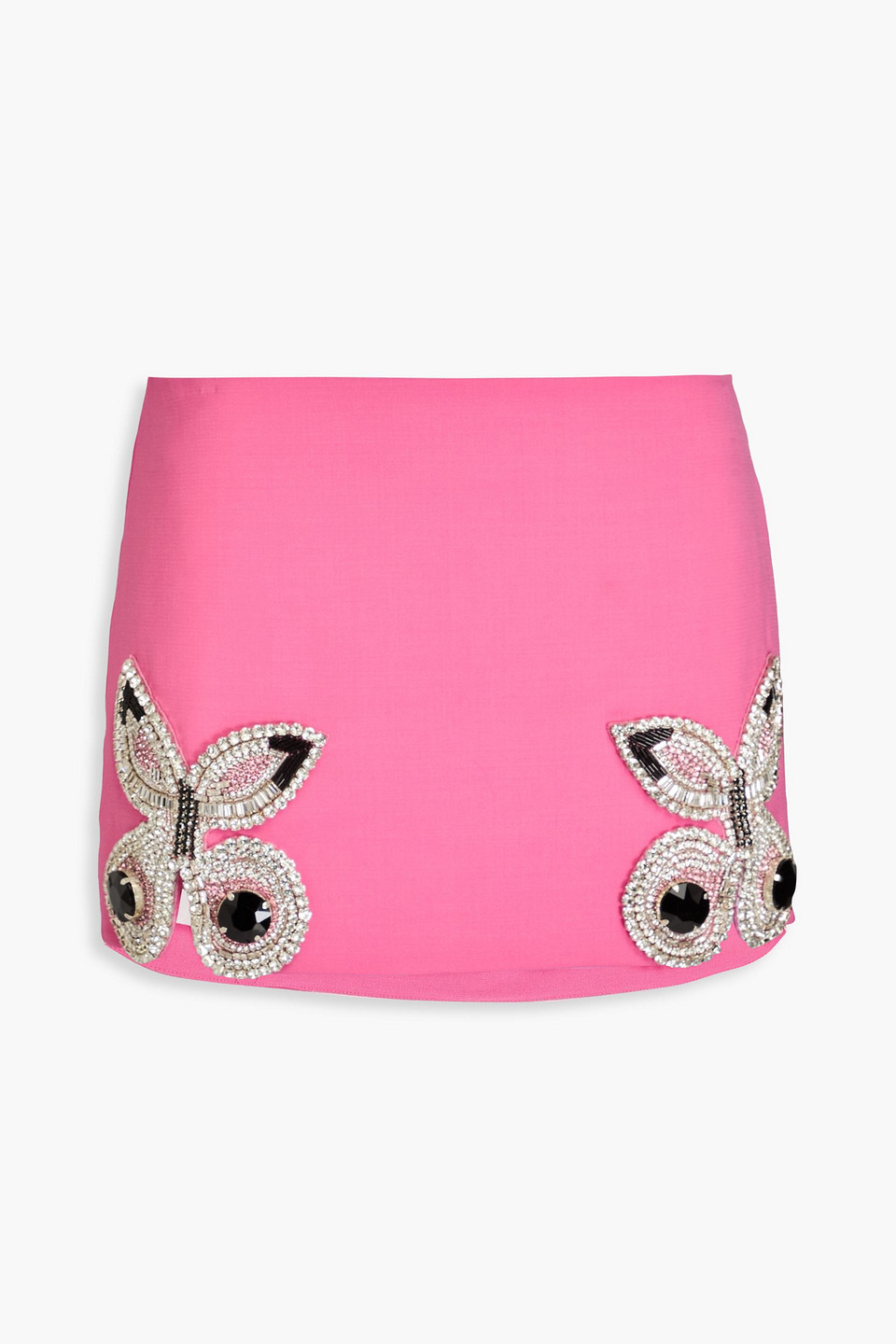 Area Crystal-embellished Wool Miniskirt In Bubblegum