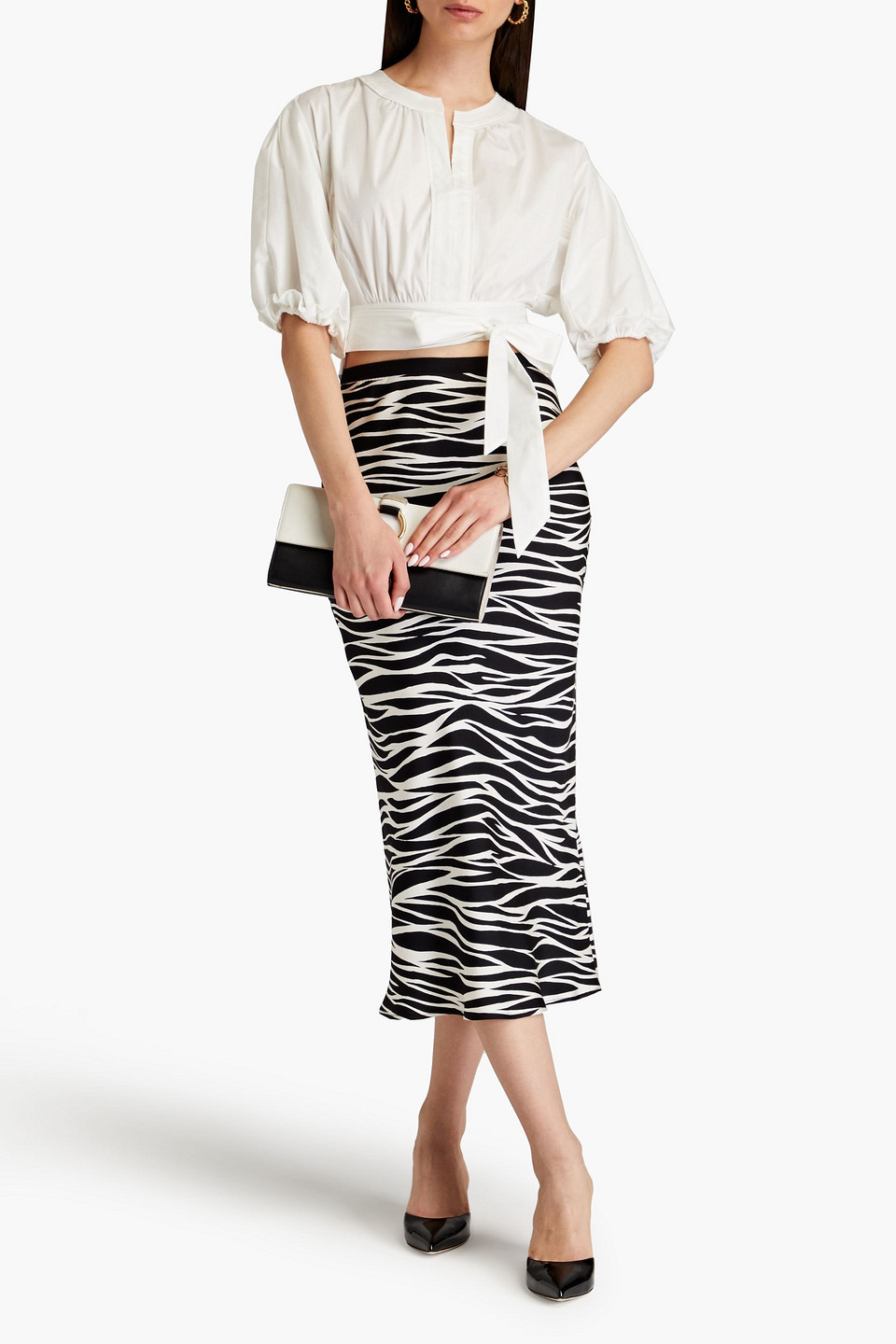 Diane Von Furstenberg Lucie Gathered Cotton-blend Poplin Top In Ivory