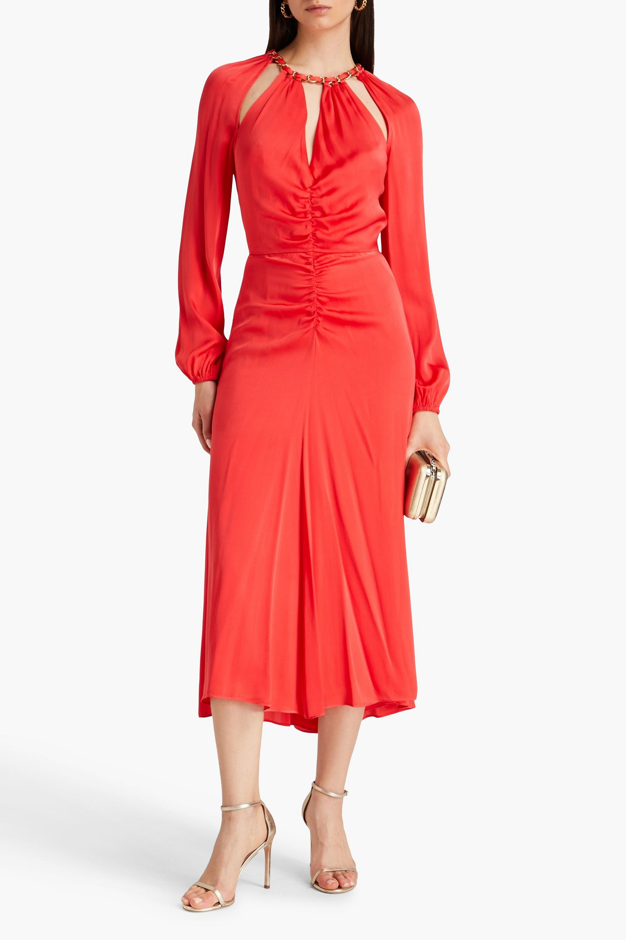 Veronica Beard Fayla cutout silk-blend satin midi dress