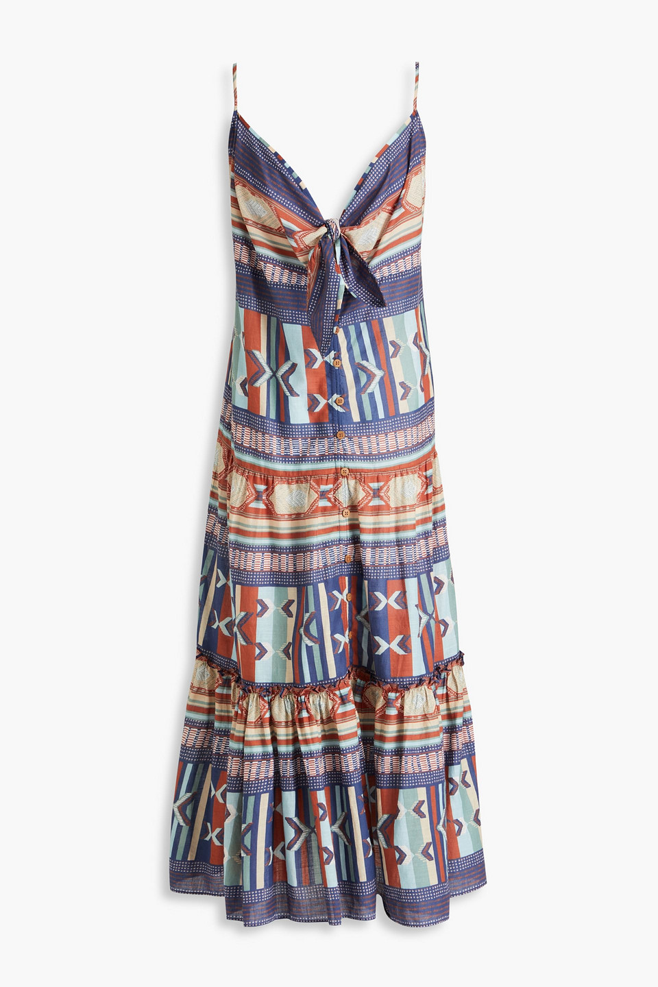 Abilene knotted printed cotton midi dress