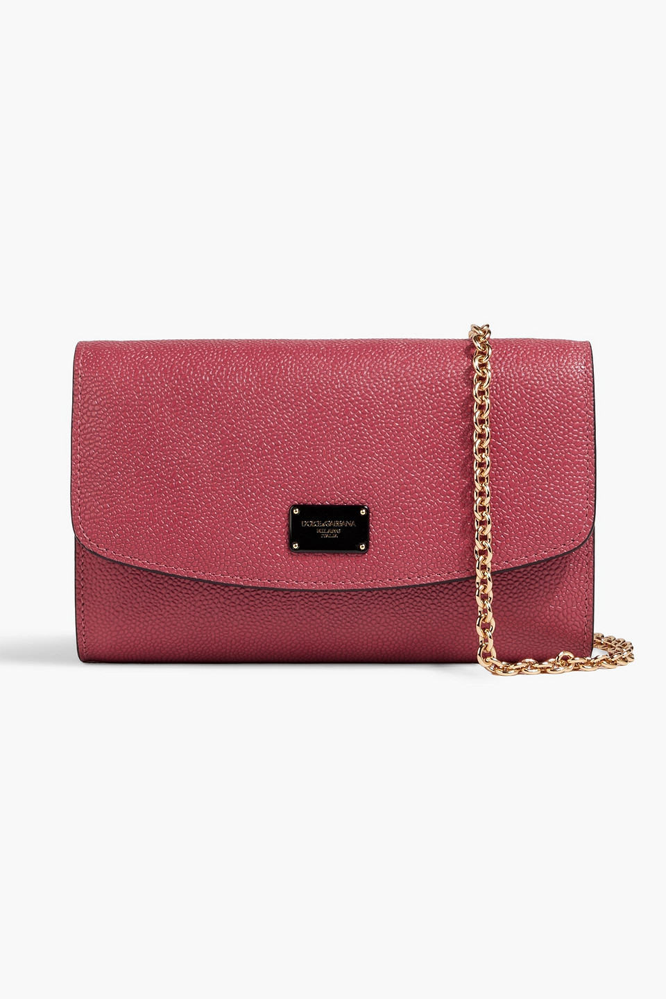 Dolce & Gabbana Pebbled-leather Clutch In Antique Rose