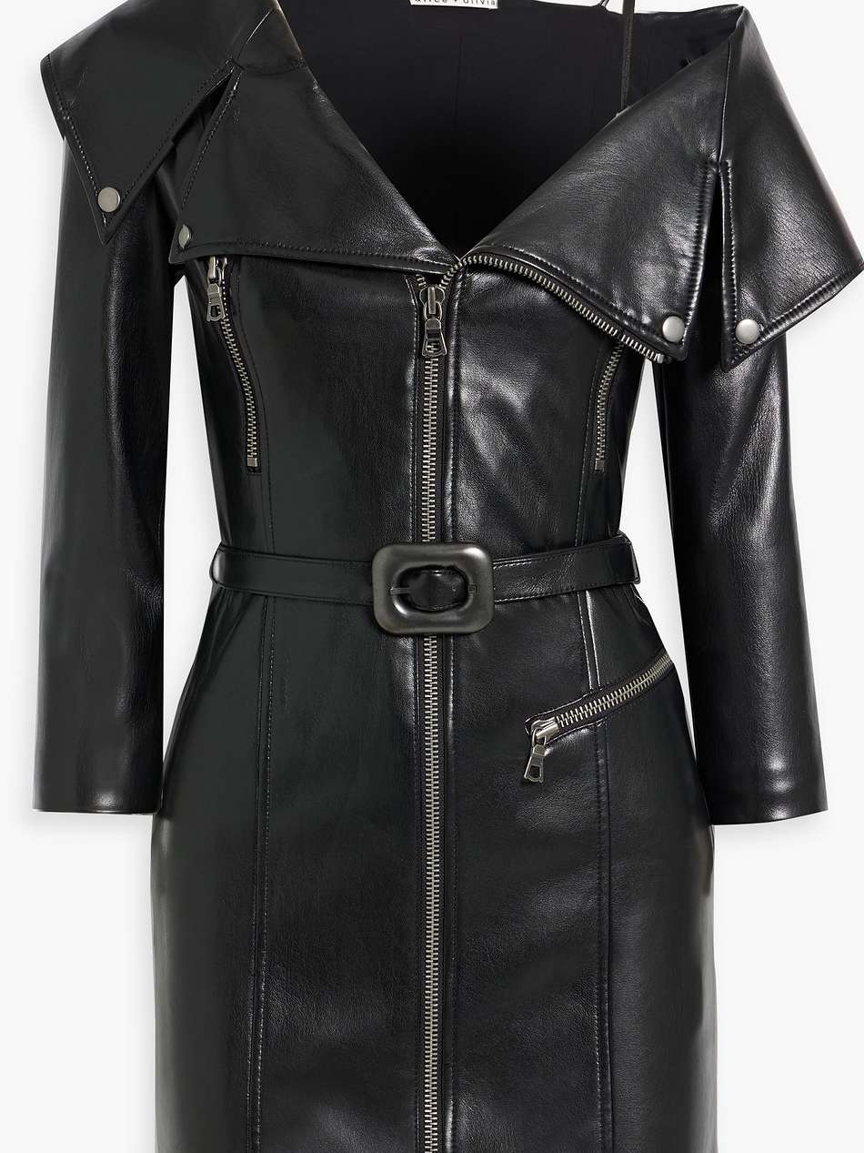 miara belted faux leather mini dress