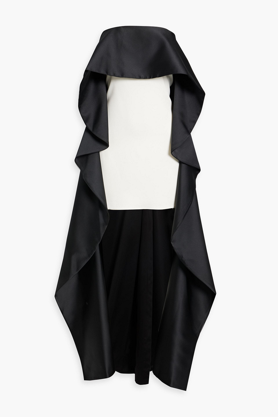 Alice And Olivia Theda Strapless Two-tone Satin Maxi Dress In Black