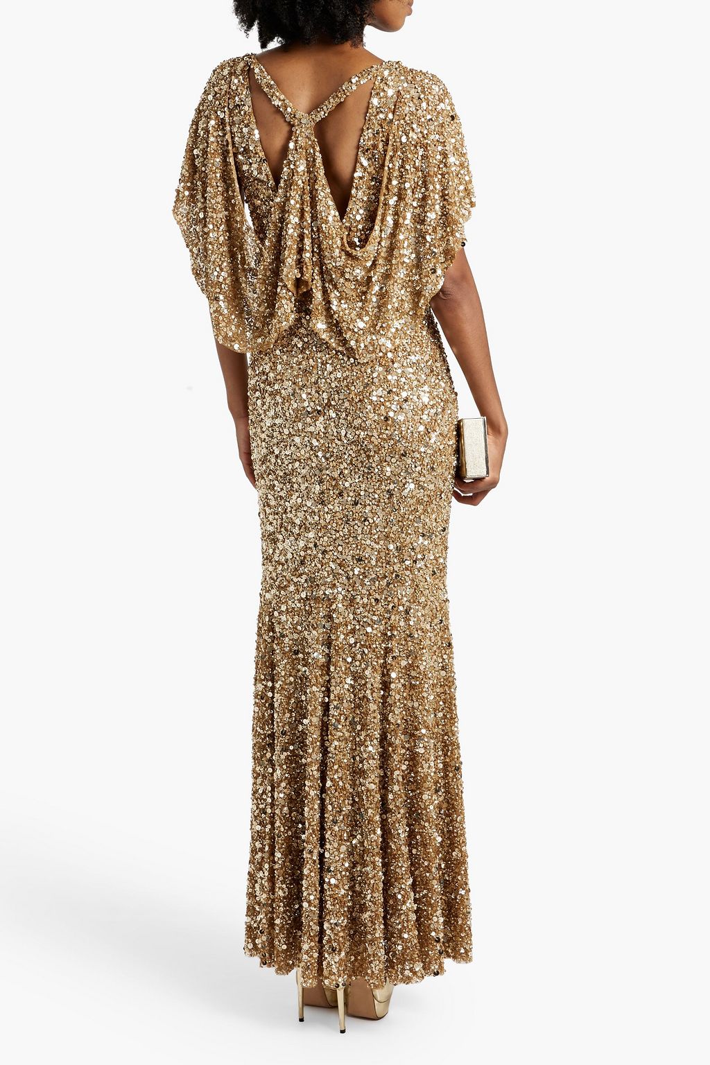 JENNY PACKHAM 케이프 이펙트 장식 디테일 튤 가운