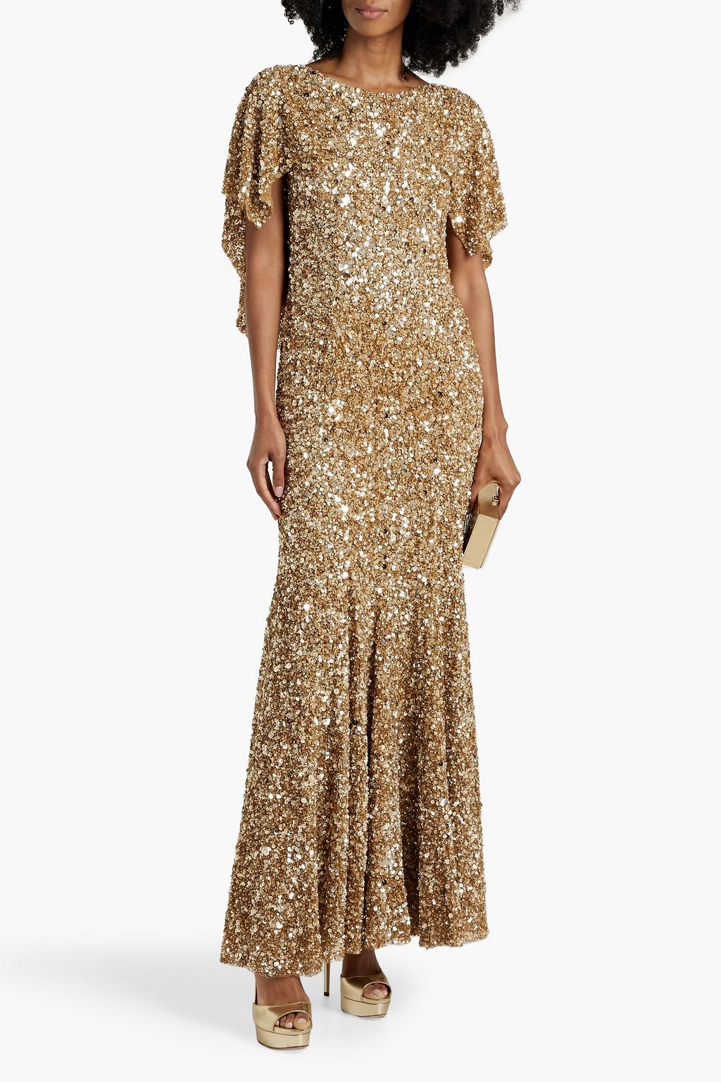 JENNY PACKHAM 케이프 이펙트 장식 디테일 튤 가운