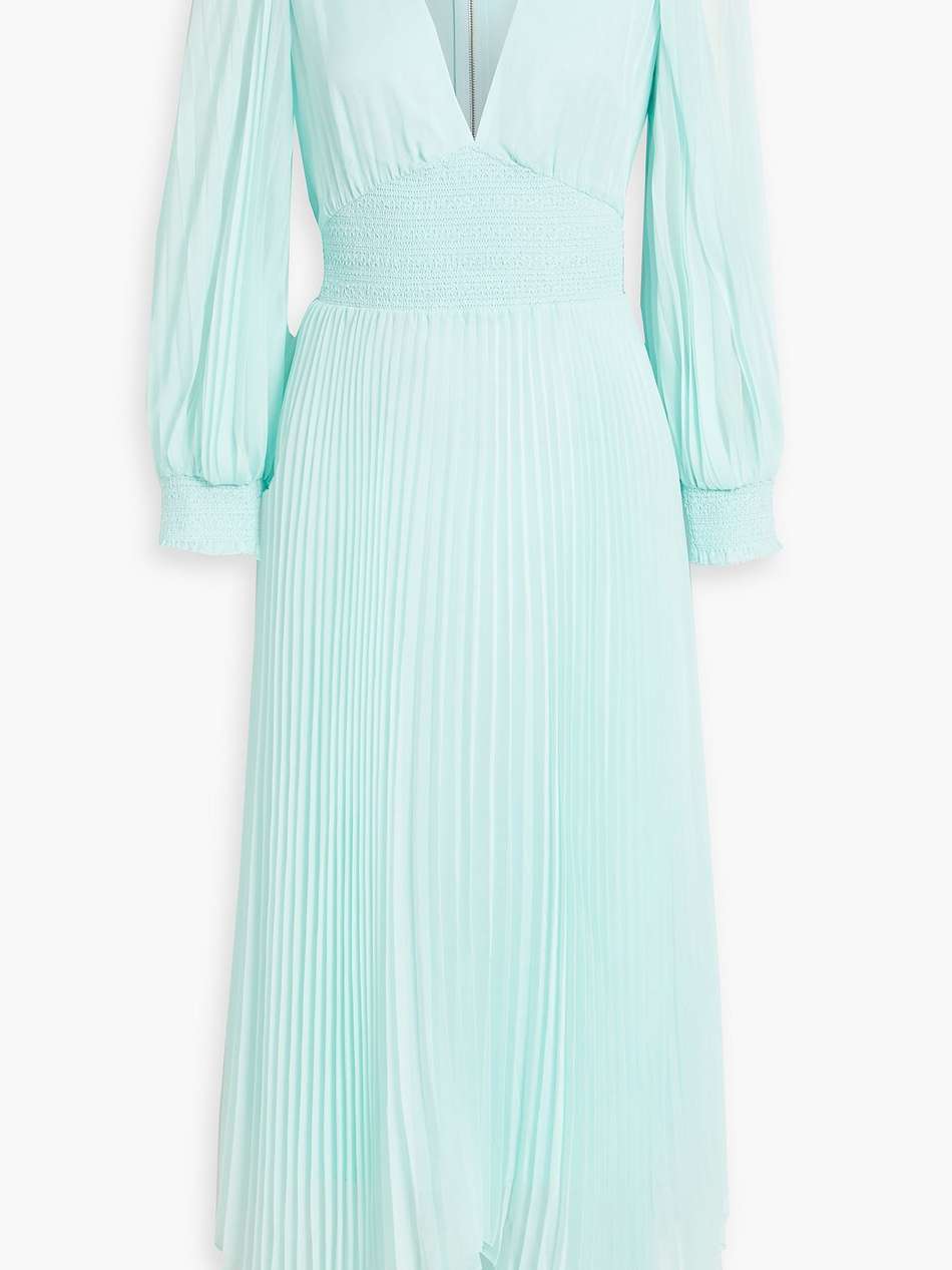 sion pleated chiffon midi dress