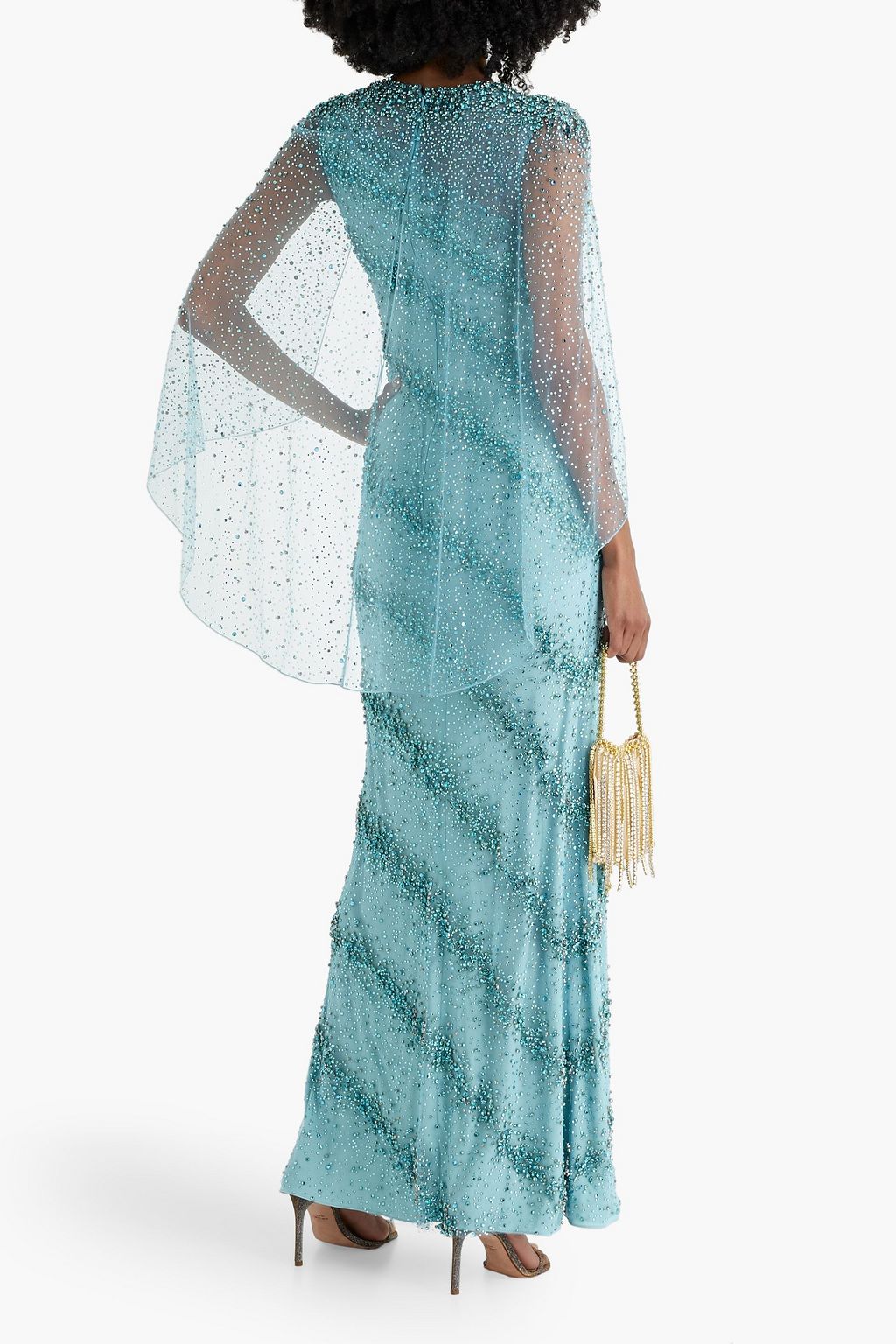 JENNY PACKHAM Roya cape-effect crystal-embellished tulle gown