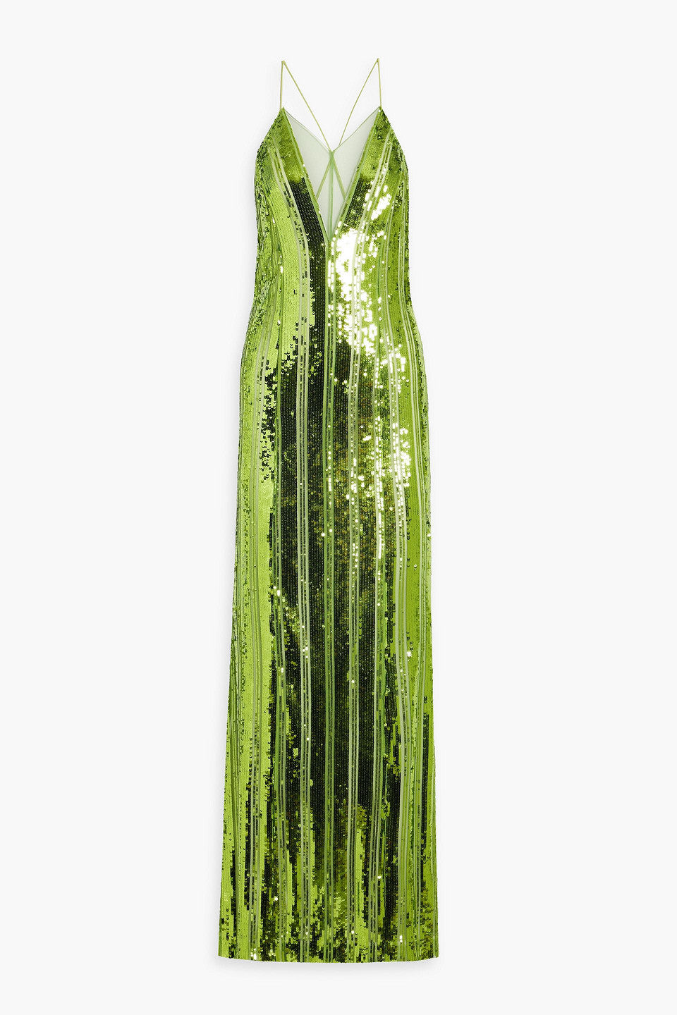 Galvan Kate Sequined Tulle Gown In Lime Green