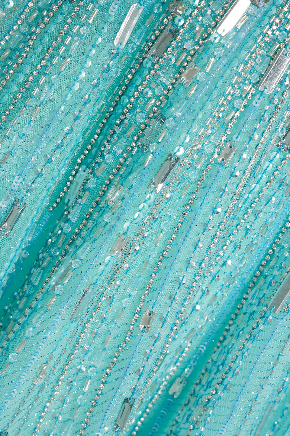 Jenny Packham Hestia Cape-effect Embellished Tulle Gown In Turquoise