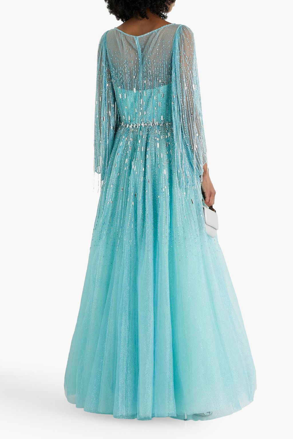 JENNY PACKHAM Hestia cape-effect embellished tulle gown