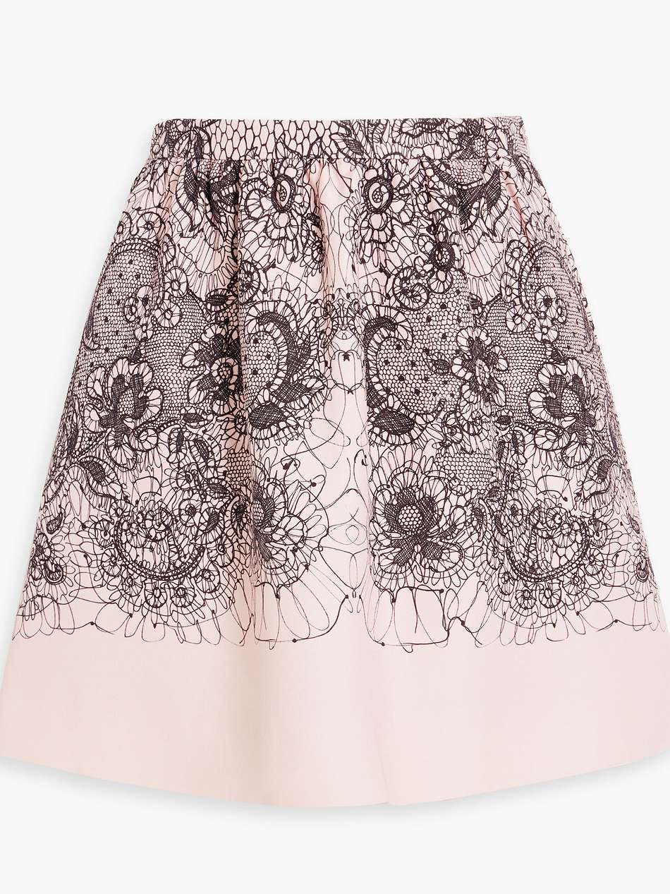 printed wool and silk-blend crepe mini skirt