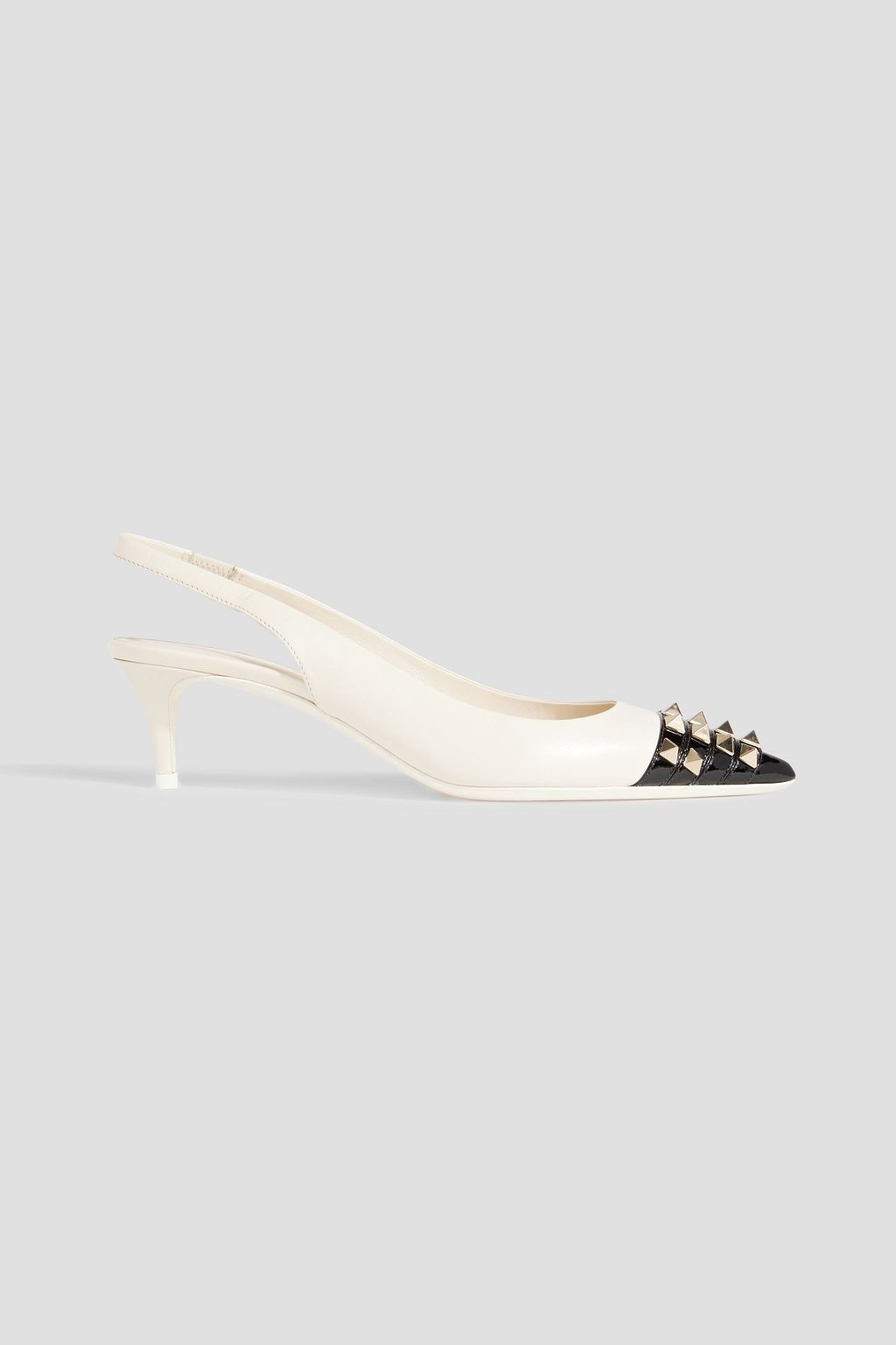 VALENTINO GARAVANI Rockstud smooth and patent leather slingback pumps THE OUTNET