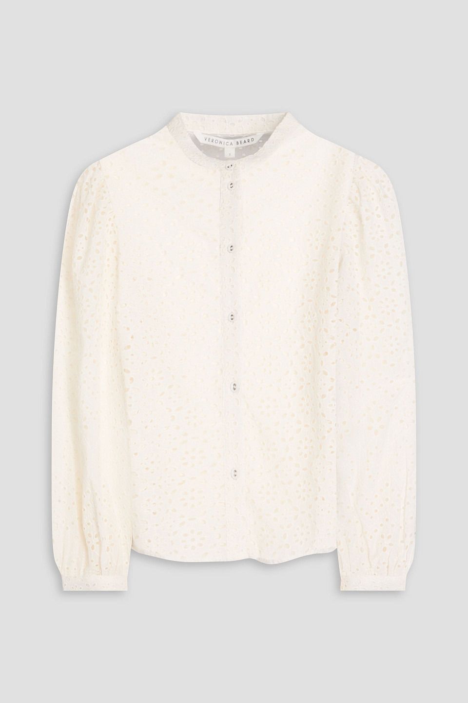 Veronica Beard Vitale Broderie Anglaise Cotton Shirt In Ivory