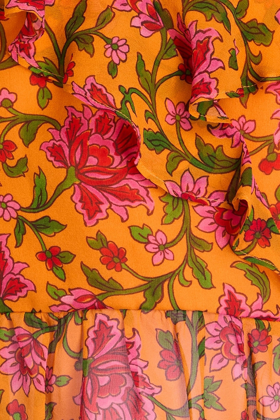 Veronica Beard Randa Floral-silk Top In Orange