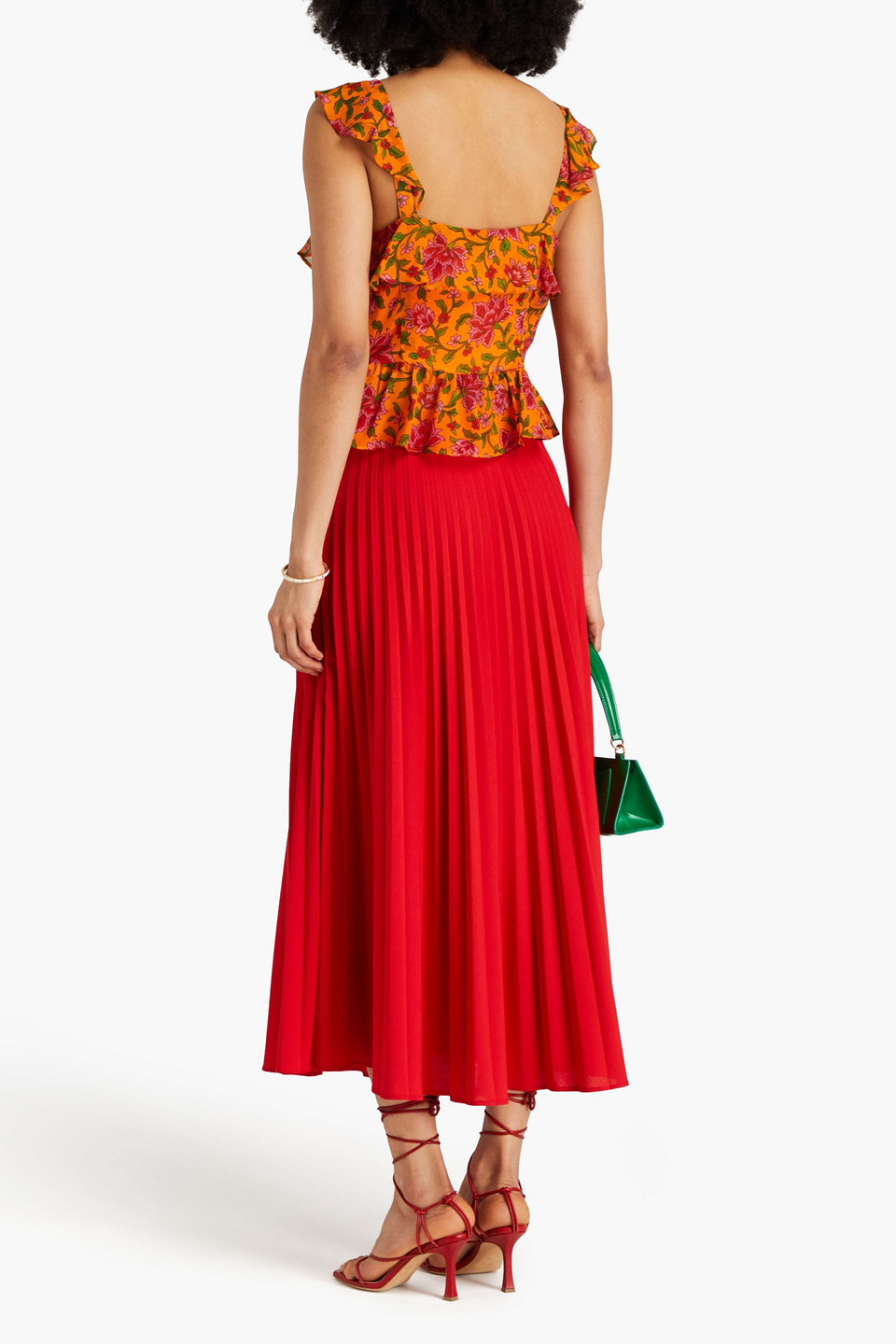 Veronica Beard Randa Floral-silk Top In Orange