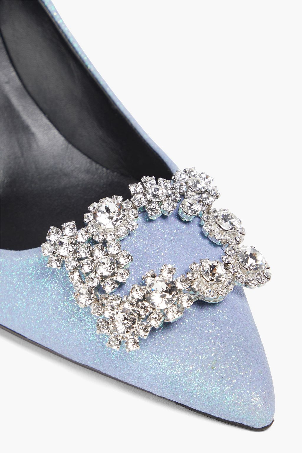 ROGER VIVIER حذاء بامب "فلاور ستراس" من الجلد الصناعي مزيّن بغليتر وإبزيم
